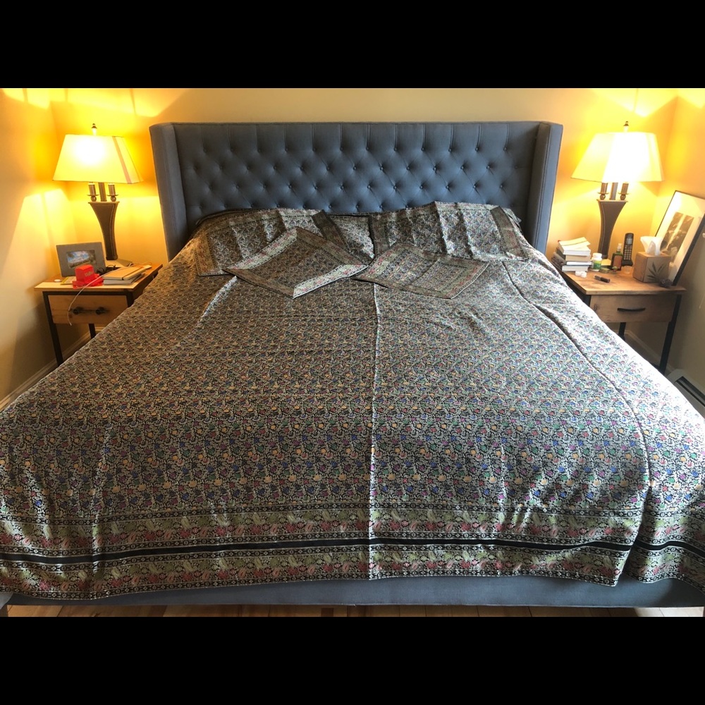 Embroidered Indian Silk Duvet Cover and Shams